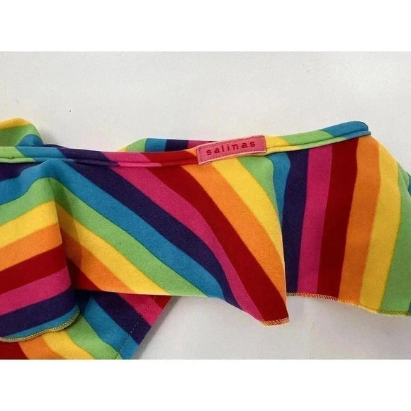 Salinas Bikini Bottom Rainbow Ruffle Side Tie Size Large Brazil Excellent UC - Picture 10 of 10